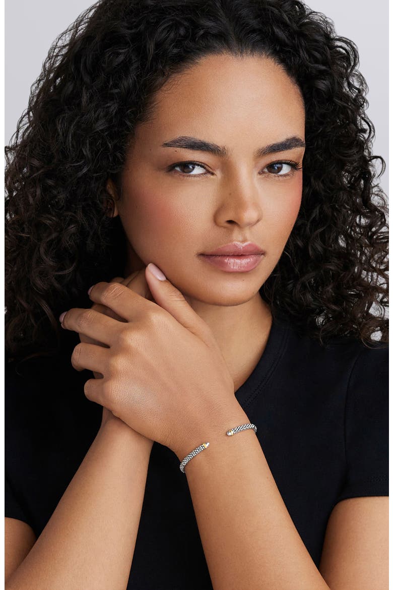 Signature Caviar Beaded Cuff Bracelet, Alternate, color, SILVER/GOLD