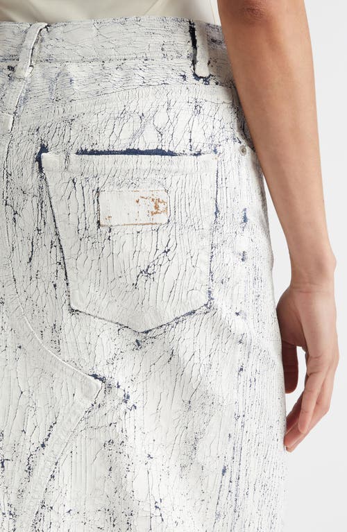 Mm6 Maison Margiela Bianchetto Painted Raw Edge Denim Maxi Skirt In White