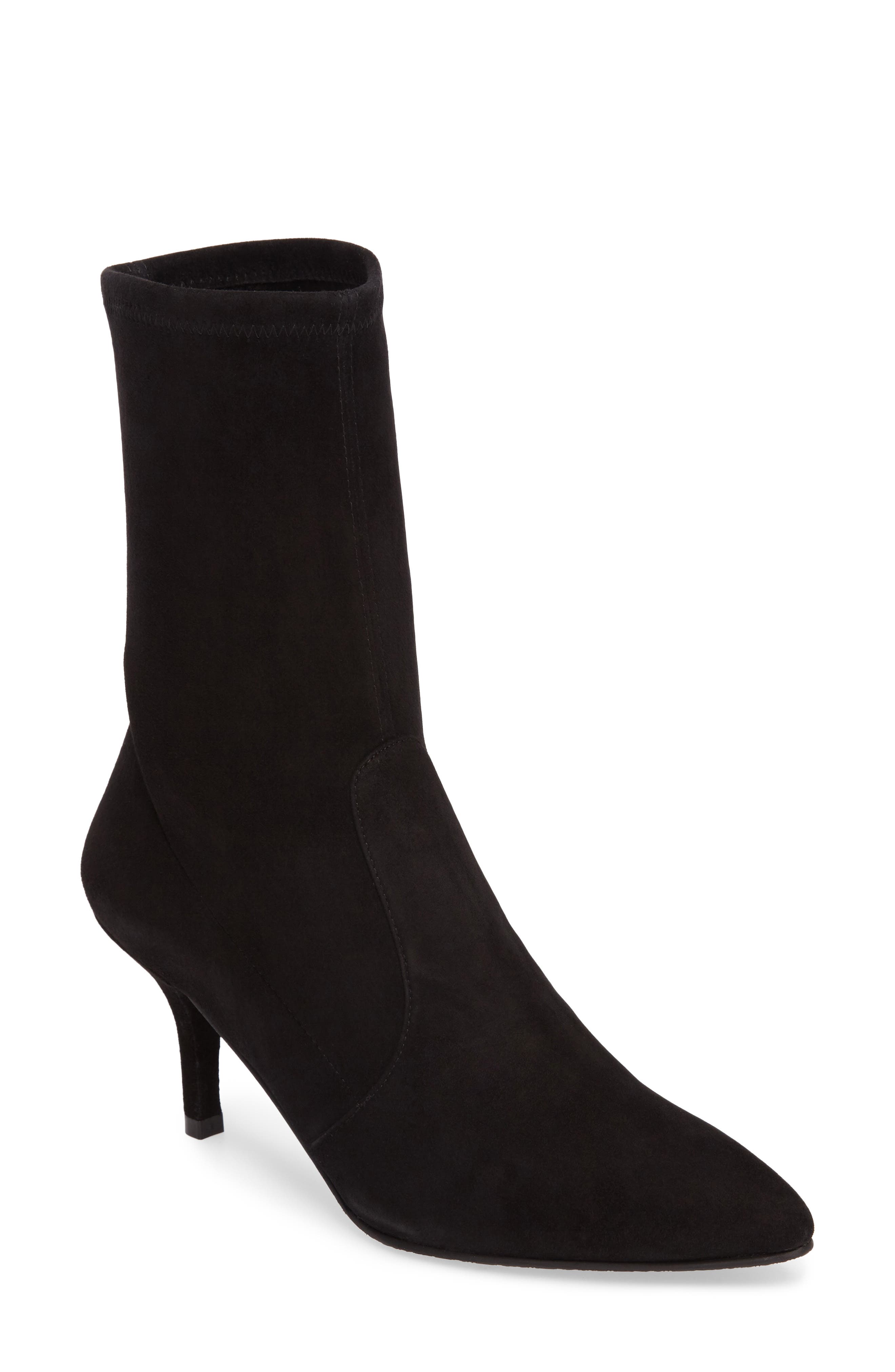 Cling Stretch Bootie, Main, color, BLACK SUEDE