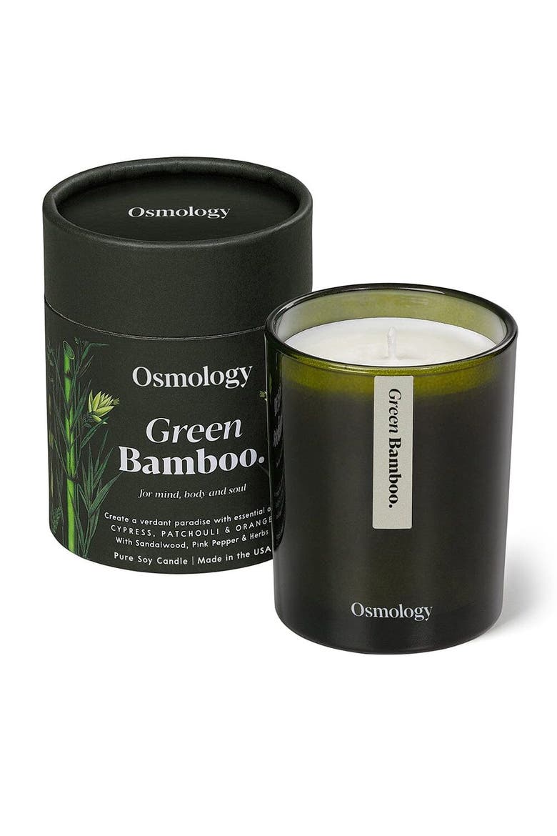Green Scented Candle - Cypress Patchouli and Orange, Main, color, green