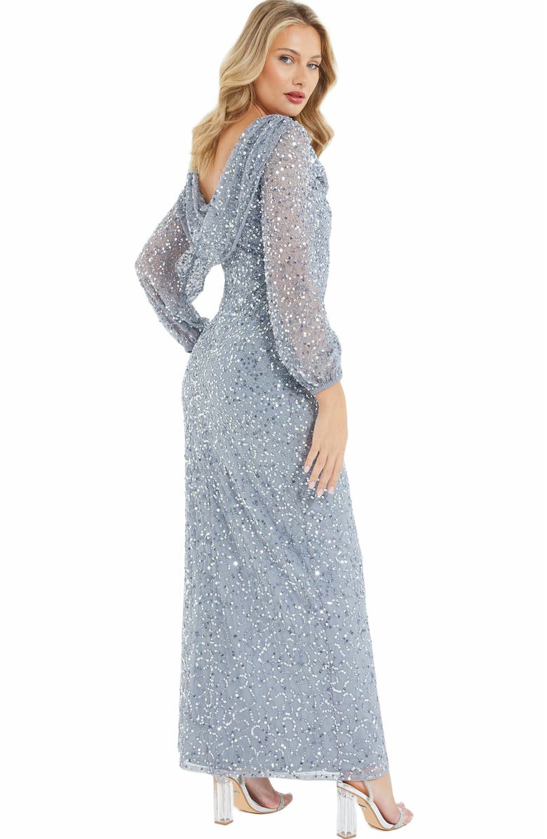 QUIZ Sequin cowl Front Maxi Dress, Alternate, color, Grey