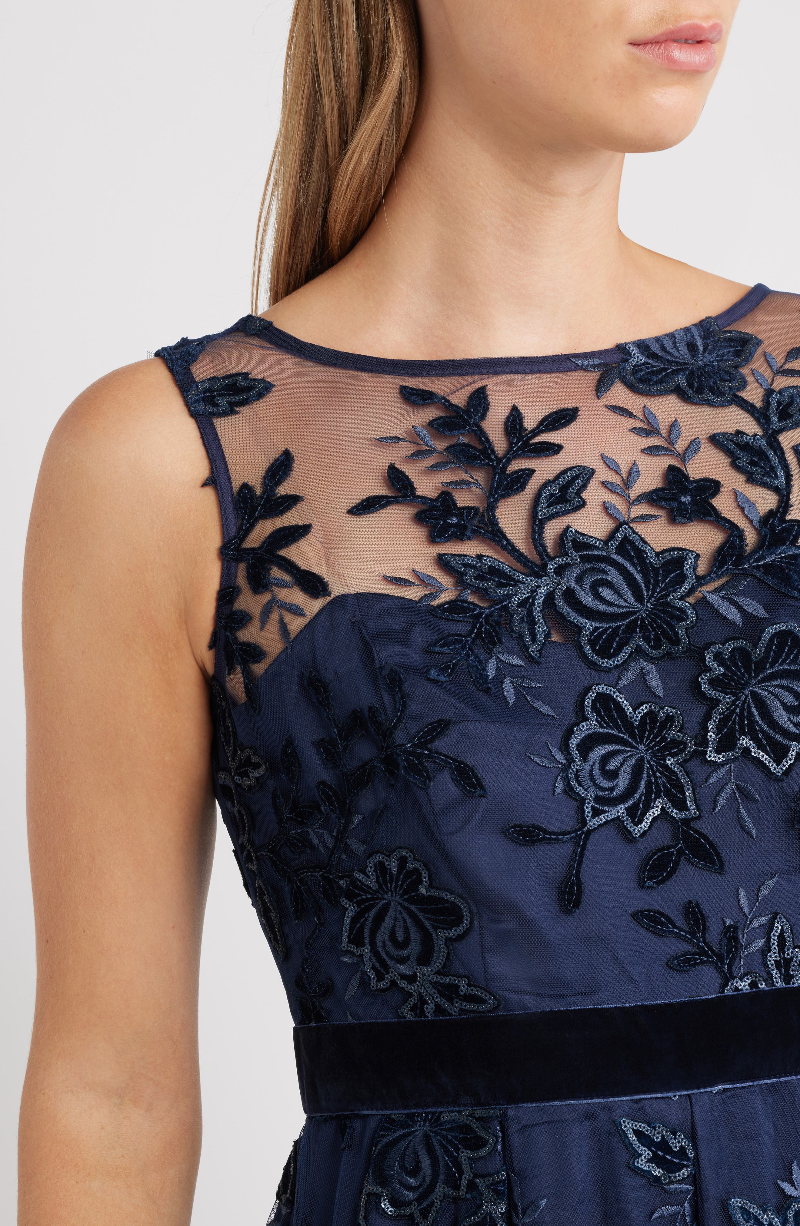 eliza j embroidered sequin midi dress Embroidered Sequin Ballgown (Women)