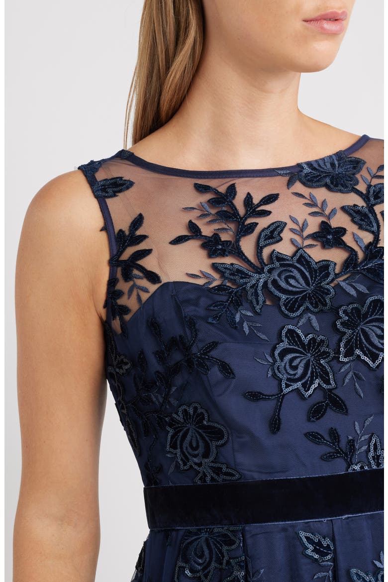 Embroidered Sequin Ballgown, Alternate, color, NAVY