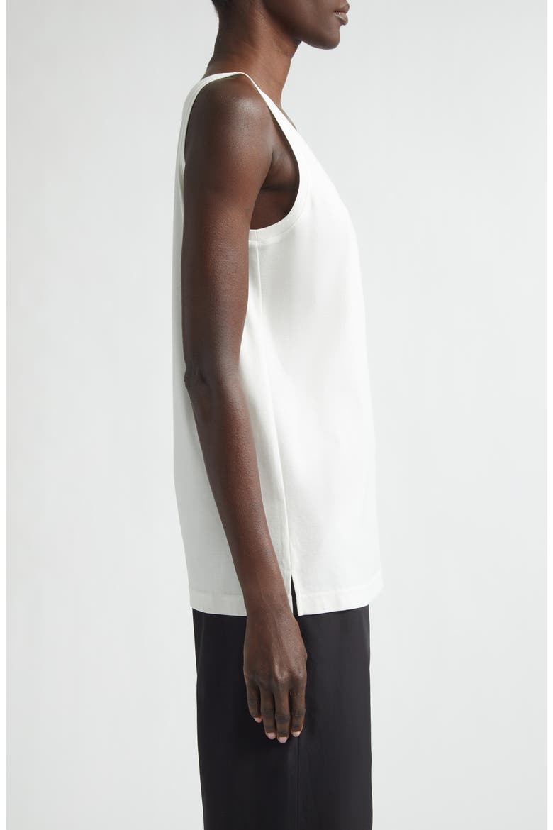 Scoop Neck Cotton & Silk Jersey Tank, Alternate, color, WHITE