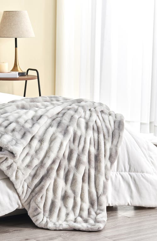 Woven & Weft Faux Fur Reversible Throw Blanket In Multi