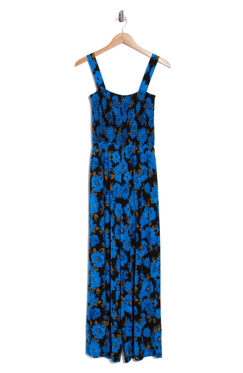 WEST K Smocked Knit Sleeveless Jumpsuit, Alternate, color, Cobalt Flr