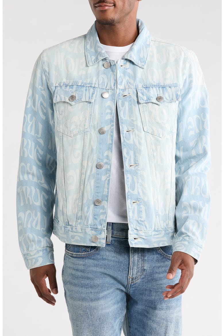 Jesse Logo Print Denim Trucker Jacket, Main, color, LIGHT RAINWATER