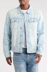 True Religion Jesse Logo Print Denim Trucker Jacket