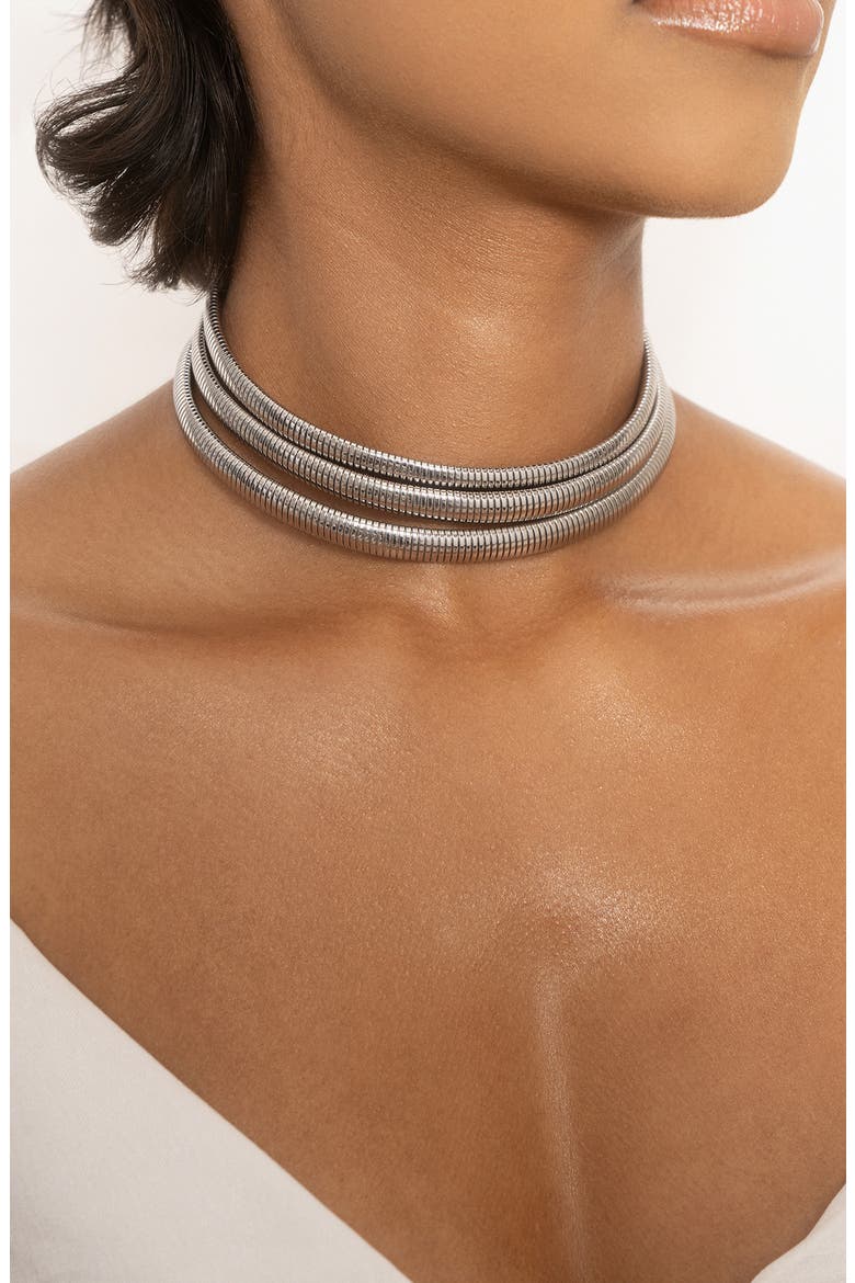 Your Essential Flex Choker Necklace, Alternate, color, RHODIUM