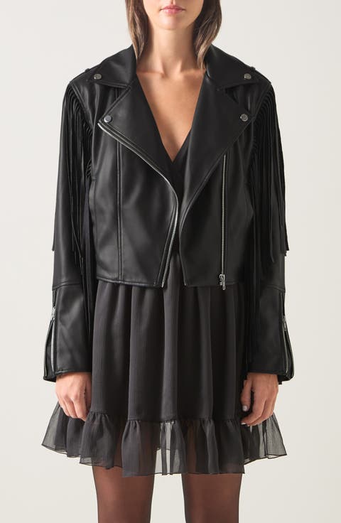Eliza Fringe Faux Leather Jacket