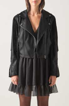 Eliza Fringe Faux Leather Jacket