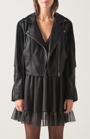 LK Bennett Eliza Fringe Faux Leather Jacket
