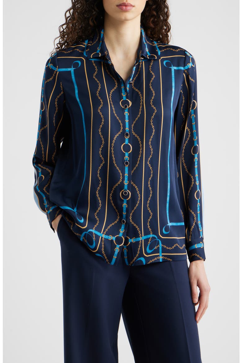 The Julianna Silk Blend Shirt, Main, color, DENIM CHAIN PRINT