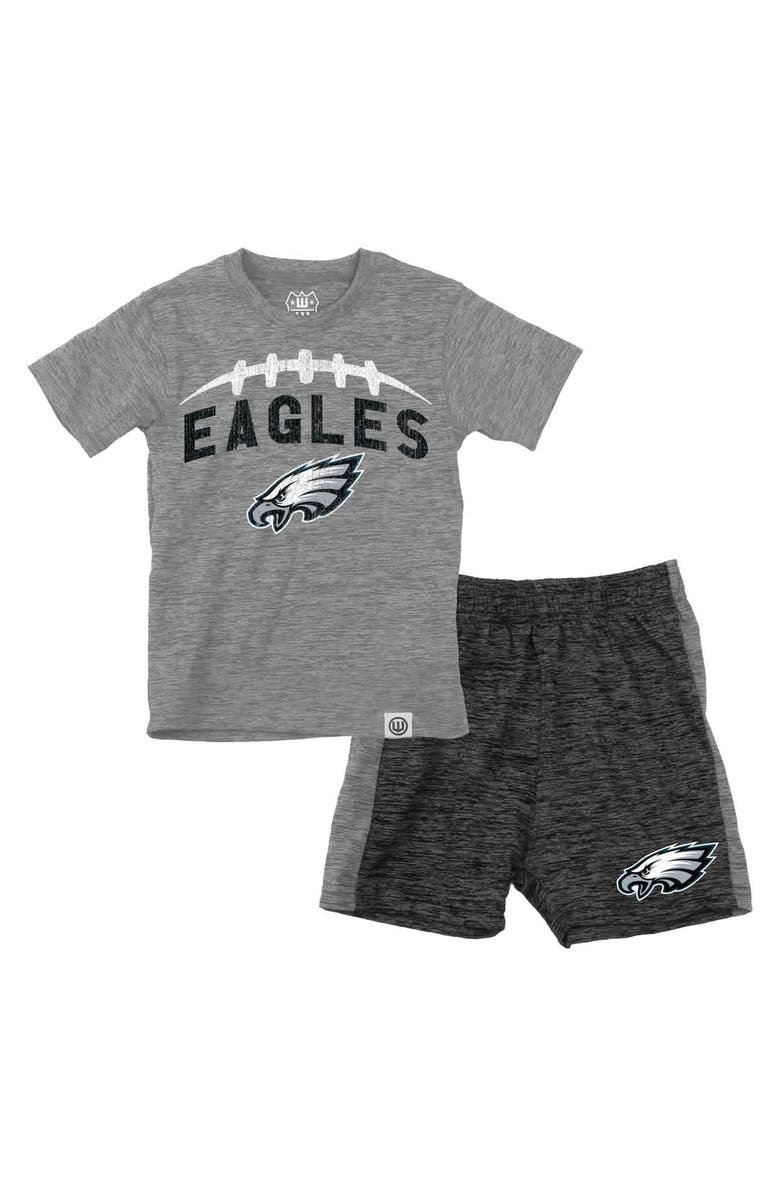 Wes & Willy Toddler Wes & Willy Gray/Charcoal Philadelphia Eagles T-Shirt & Contrasting Shorts Set, Main, color, Gray