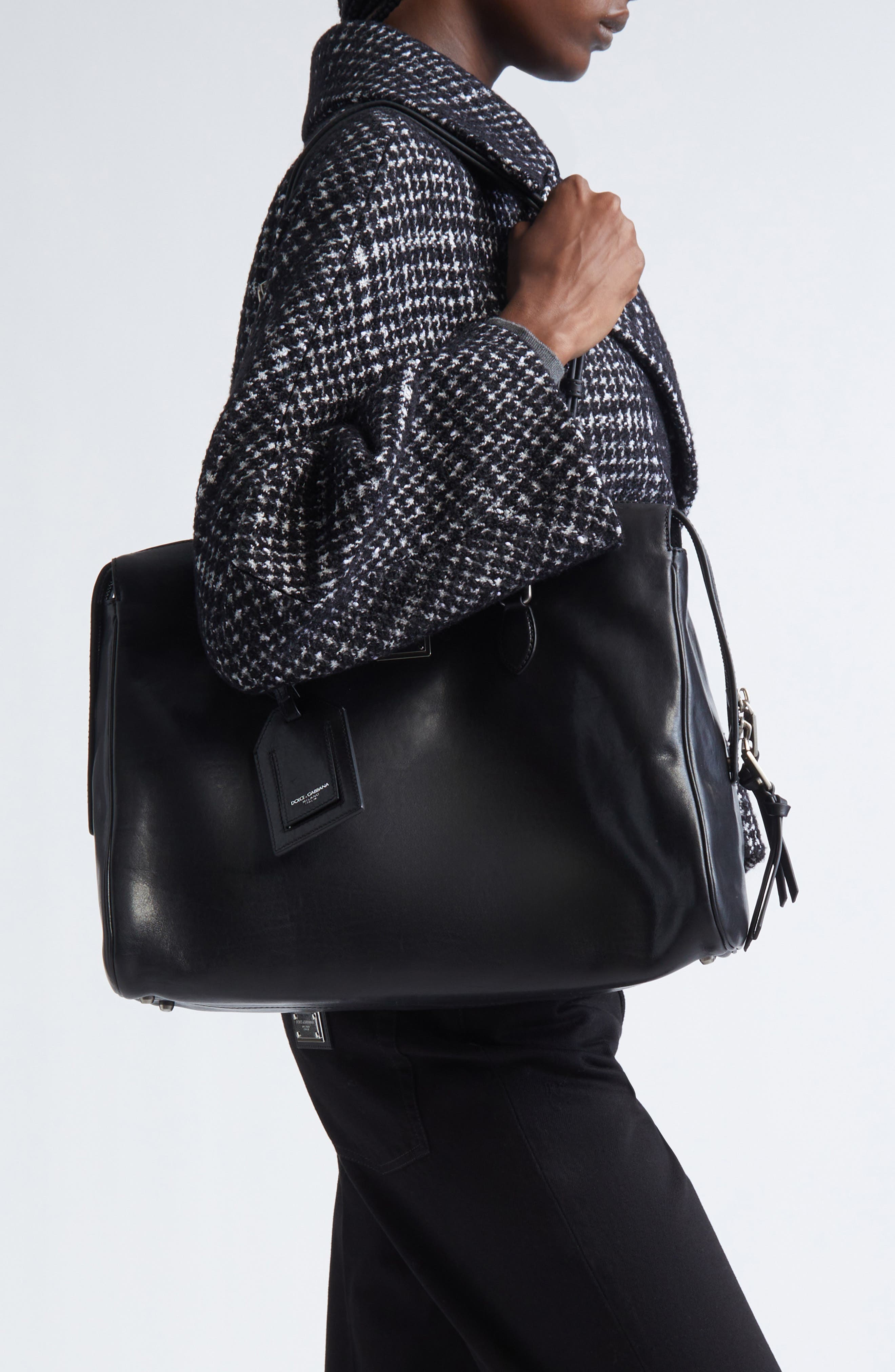 Dolce&Gabbana Large Rumble Leather Satchel, Alternate, color, 