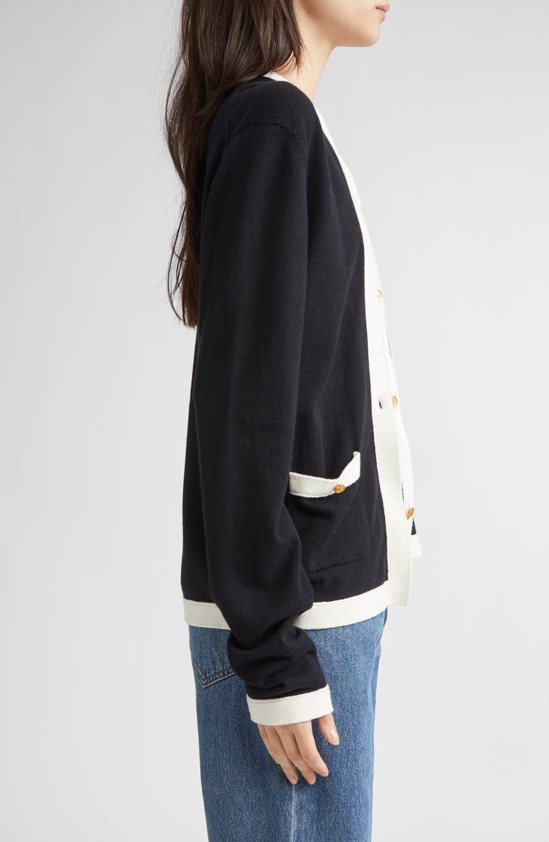 EENK Layered Wool & Cotton Cardigan, Alternate, color, Black