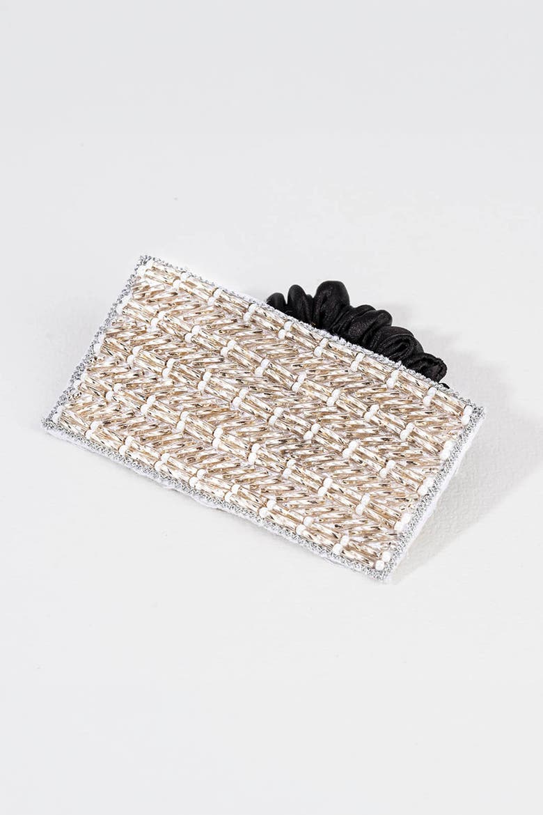 Embellished Ponytail Holder - Silver, Main, color, Silver