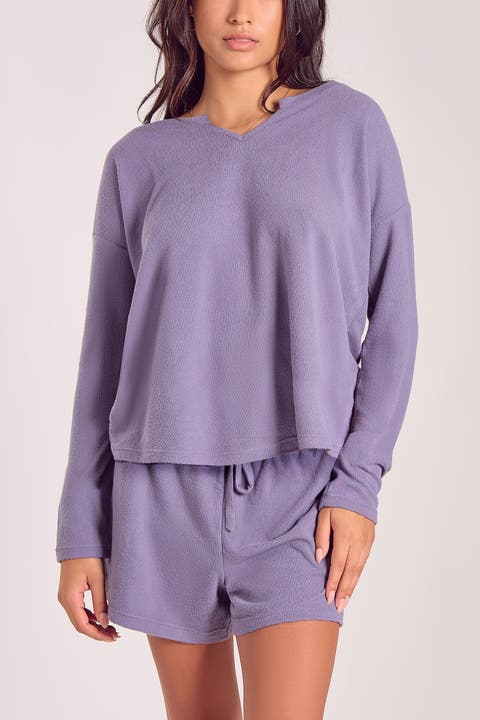Soft Waffle Knit Pajama Set with Drawstring Shorts