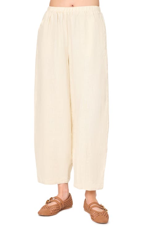 Crop Barrel Leg Cotton Pants