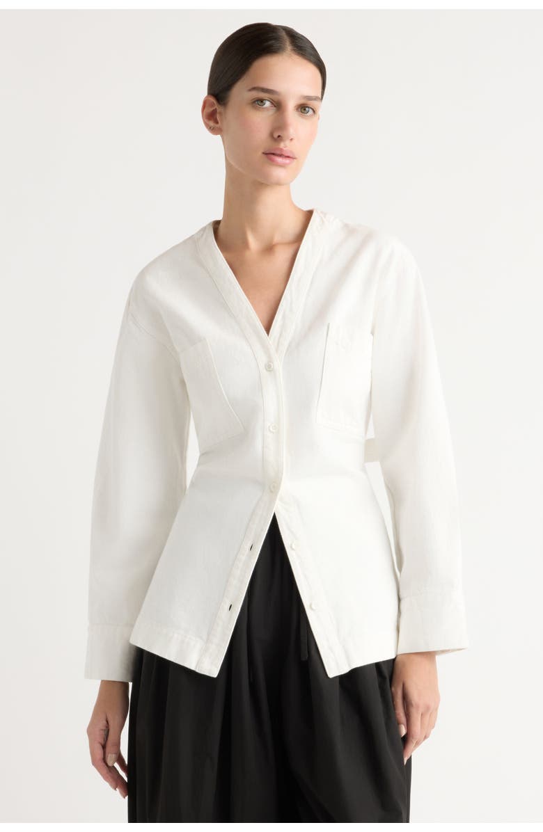 Modern Citizen Emmett Cinch-Waist Denim Jacket, Main, color, White