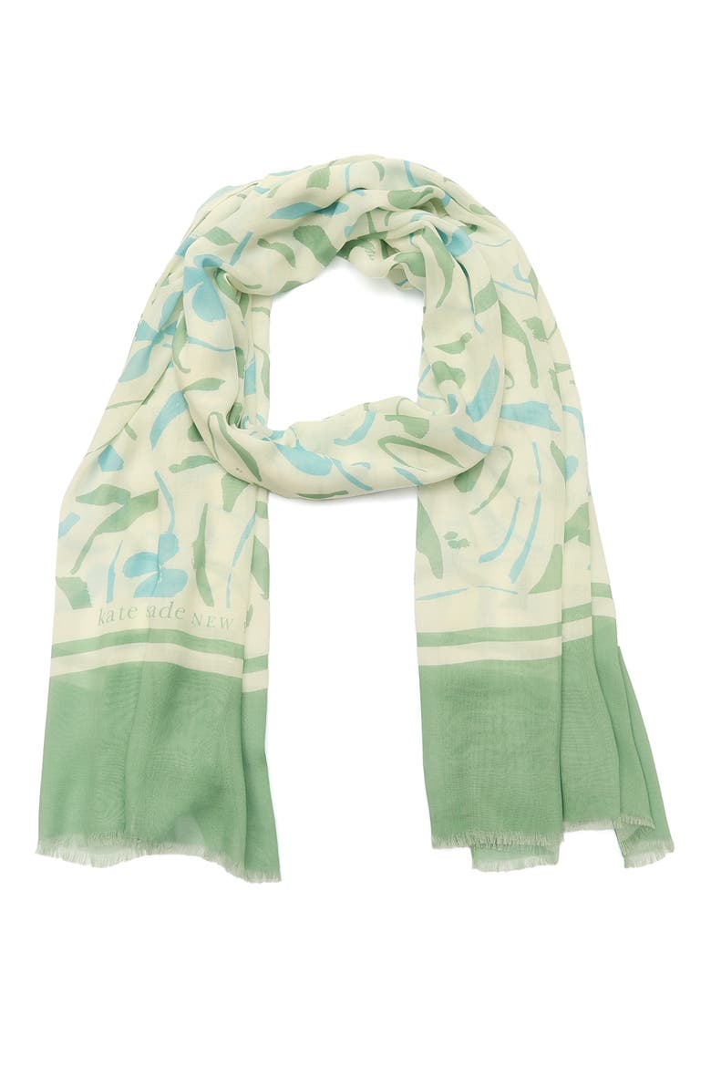 painters garden oblong scarf, Main, color, GREEN MULTI