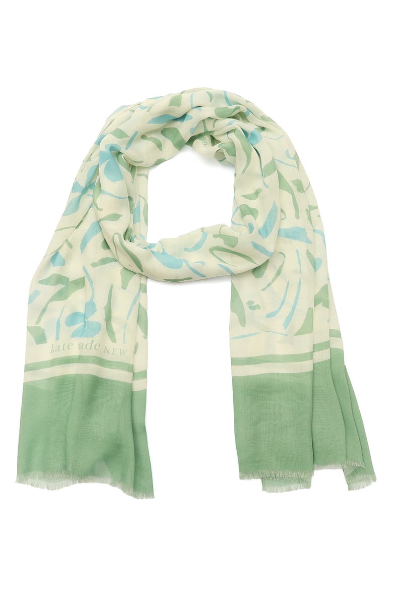 Kate Spade New York painters garden oblong scarf, Main, color, Green Multi