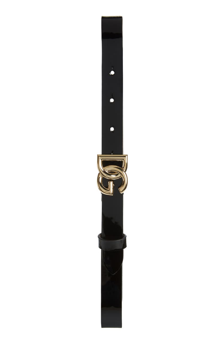 Dolce&Gabbana DG Logo Buckle Leather Belt, Main, color, 