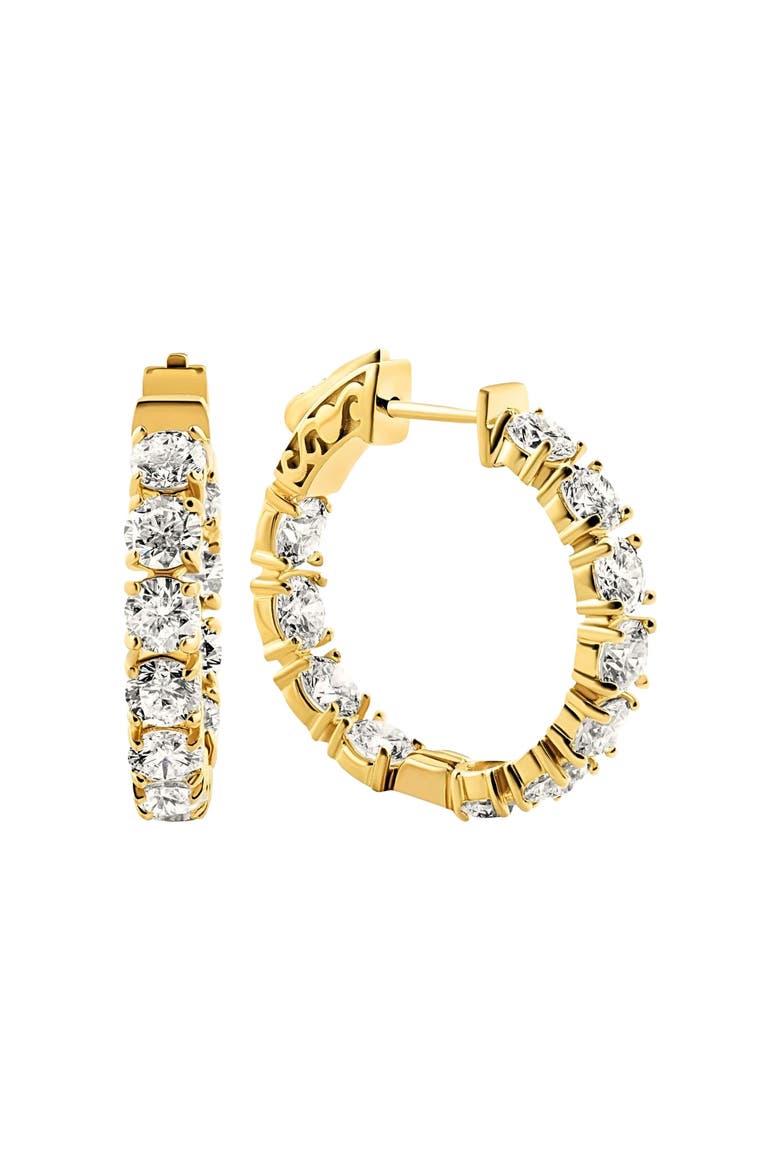 4.40 Ct TW Huge Diamond Inside Outside Hoops 14k Gold Lab Grown, Main, color, 14k Yellow Gold
