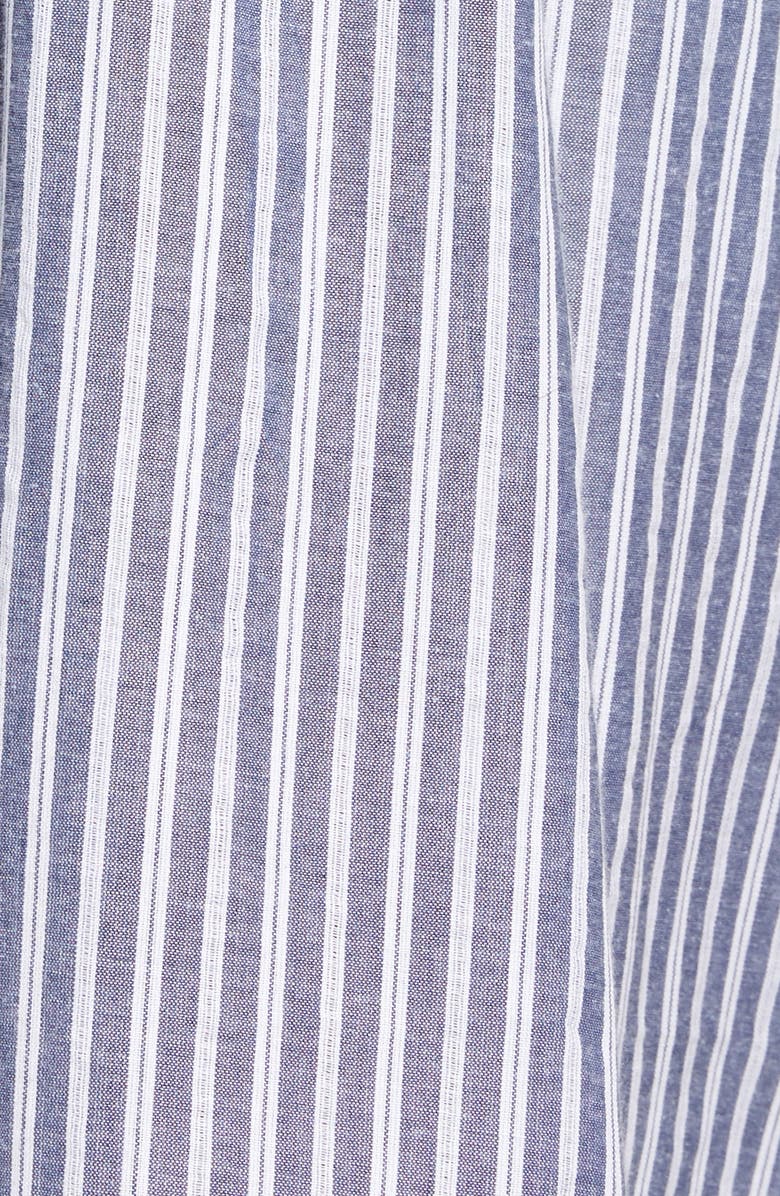 French Connection Rhodes Stripe Smocked Bodice Cotton Poplin Dress, Alternate, color, 