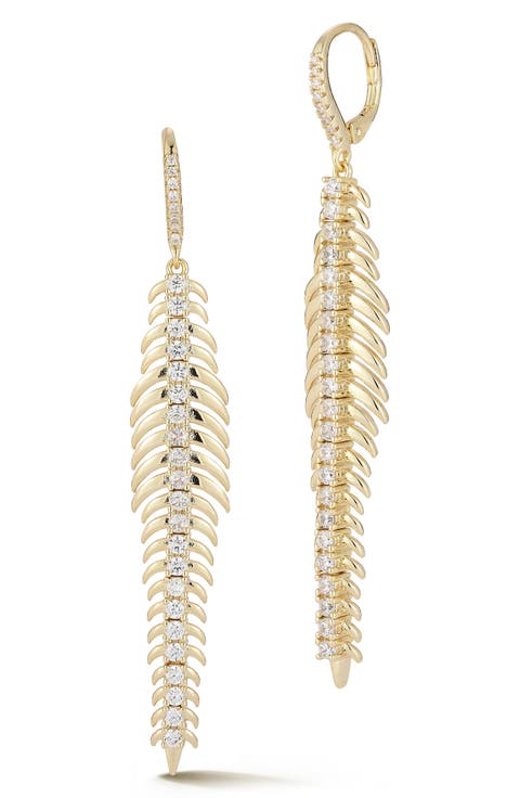 Feather Cubic Zirconia Drop Earrings