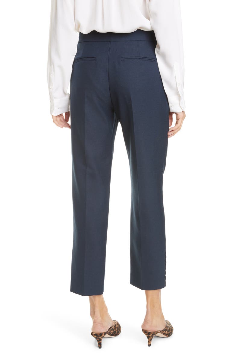 Flat Front Button Cuff Pants, Alternate, color, NAVY