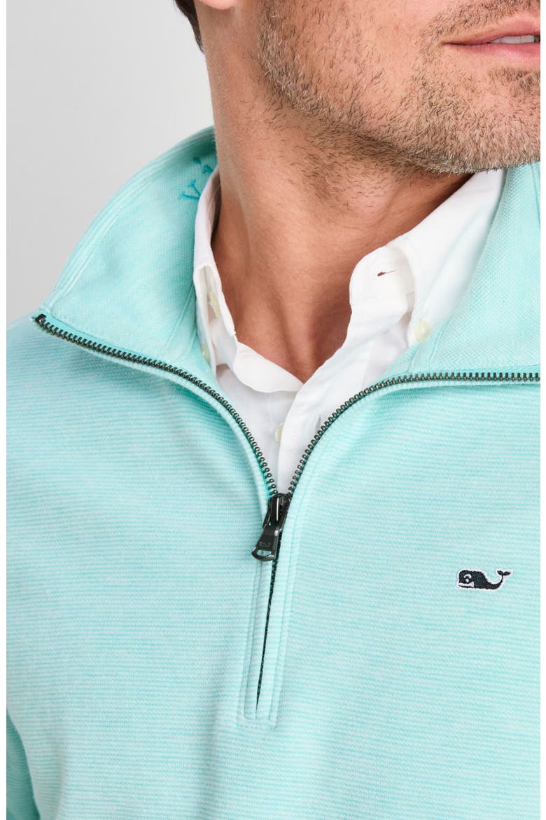 Saltwater Stripe Quarter Zip Pullover, Alternate, color, AQUA HAZE