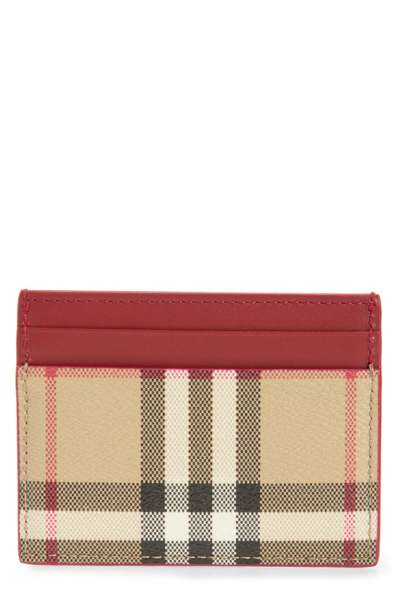 Sandon Check Card Case, Main, color, VINTAGE CHECK/ RUBY