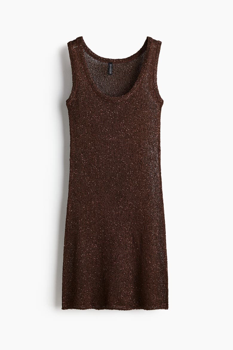 Knitted Sleeveless Dress, Alternate, color, Brown