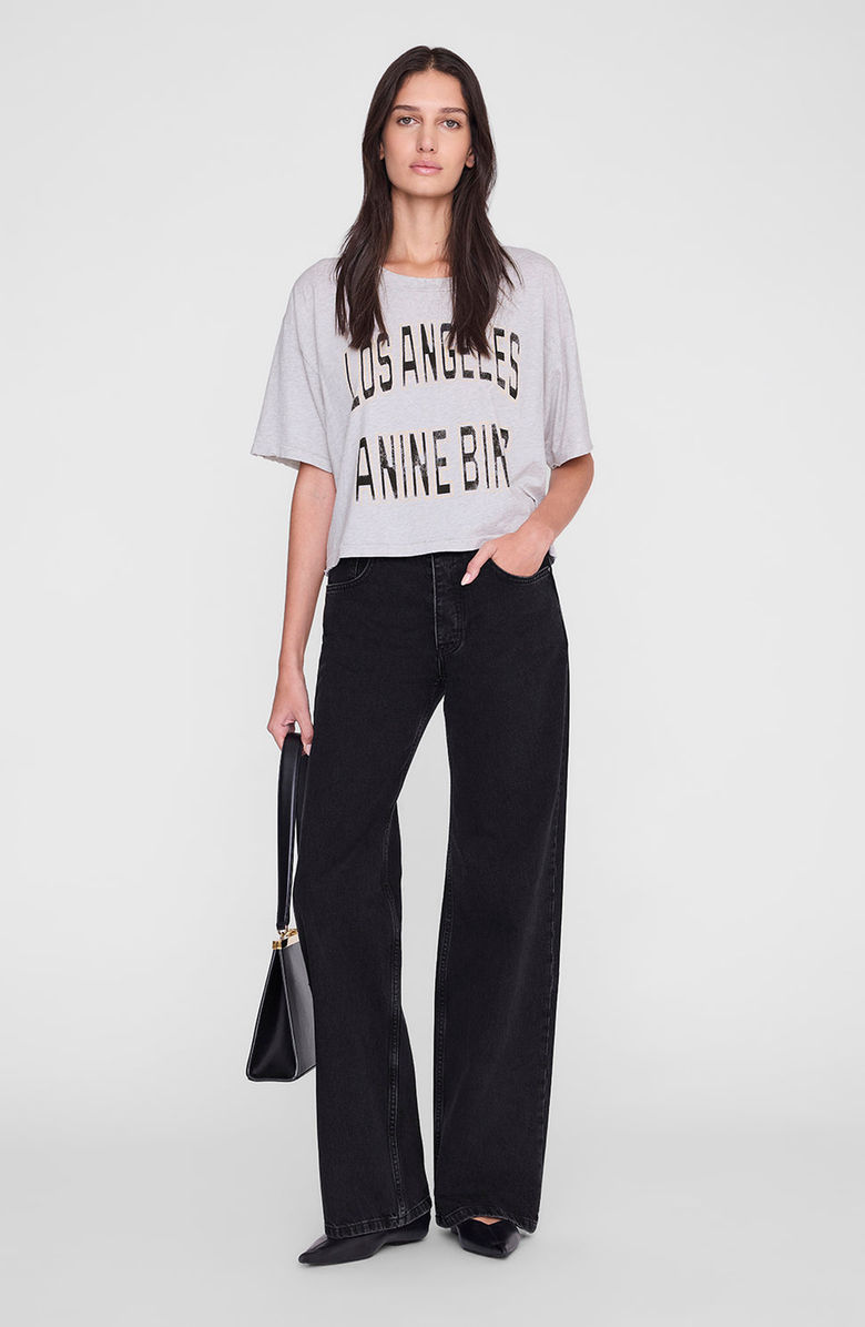 ANINE BING Johnny Cropped Tee, Main, color, Grey Melange