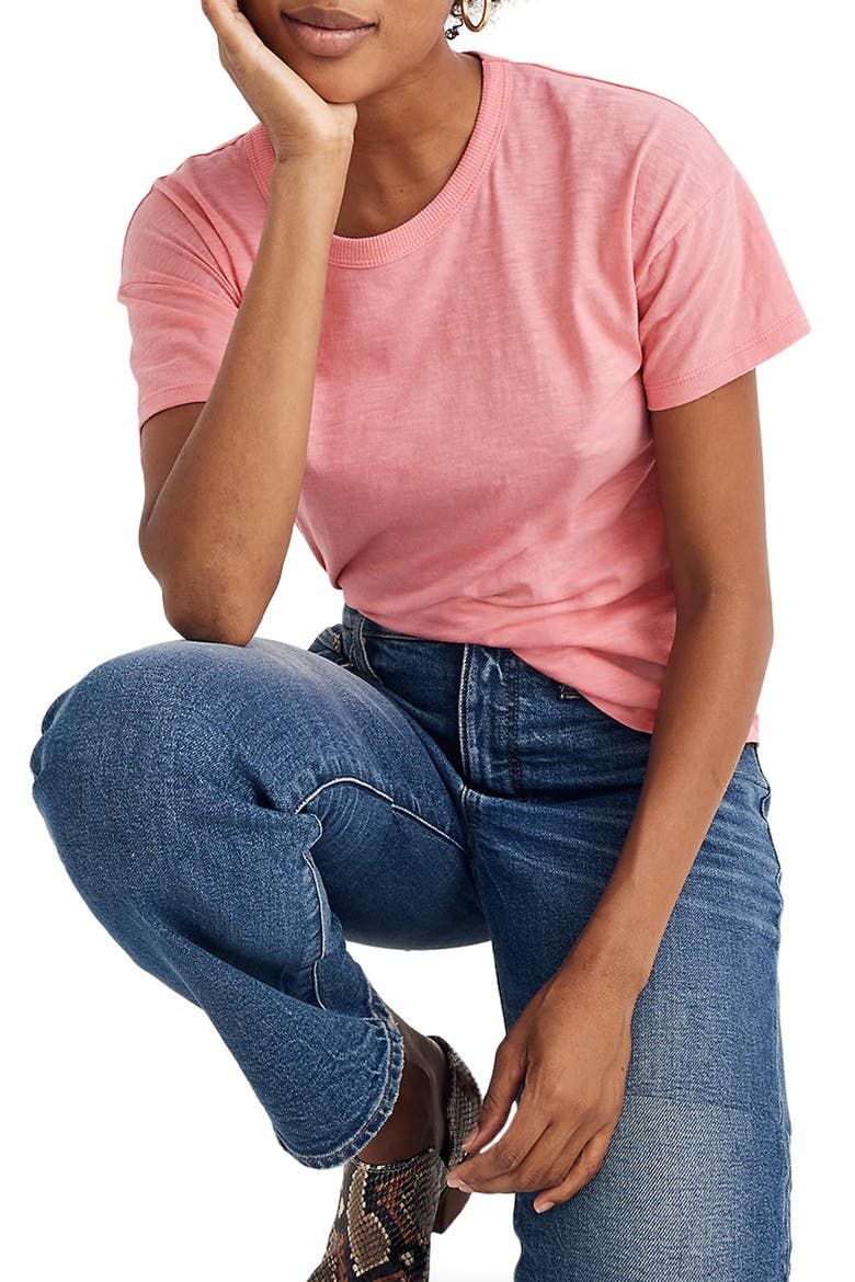 Whisper Cotton Crewneck T-Shirt, Main, color, CAFE PINK