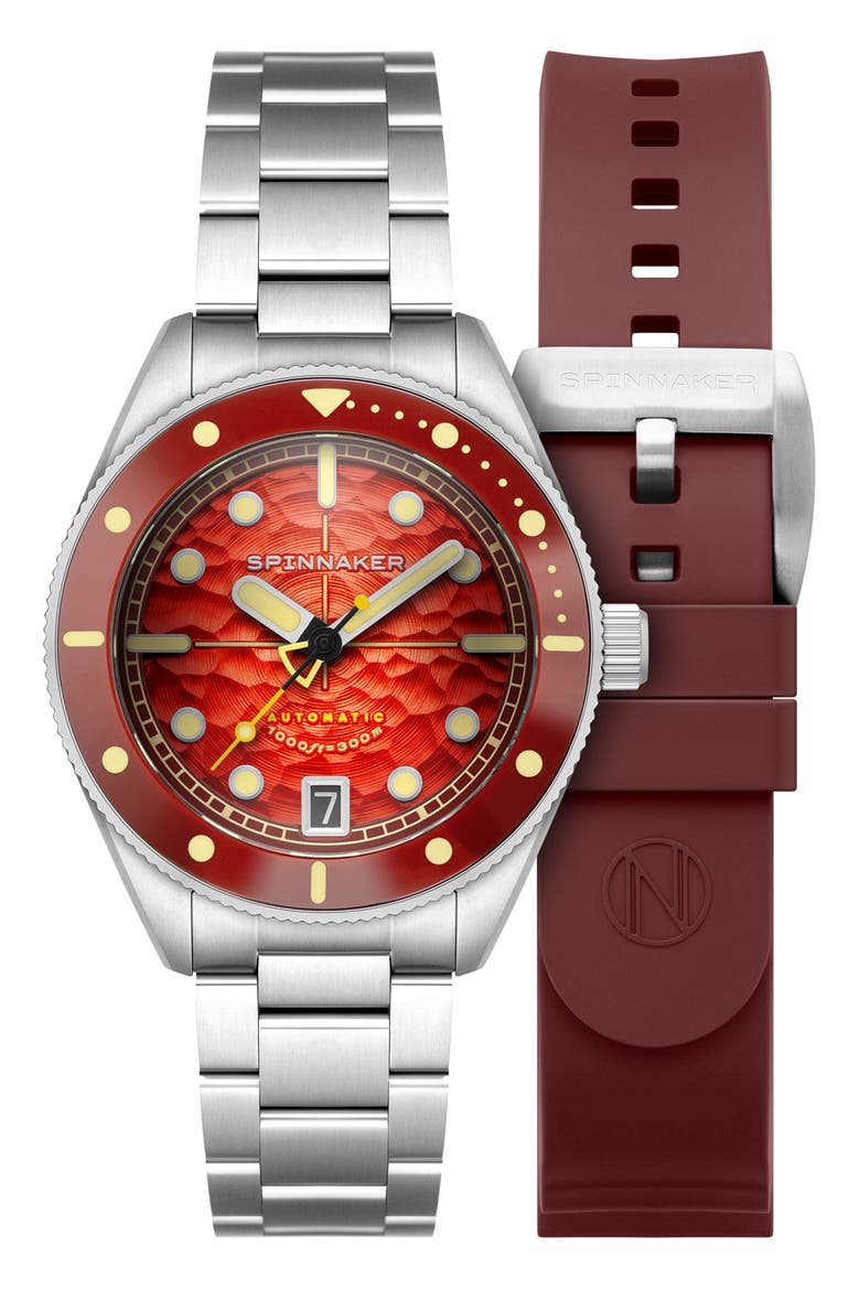 Challenger Automatic Bracelet Watch, 42mm, Main, color, RED