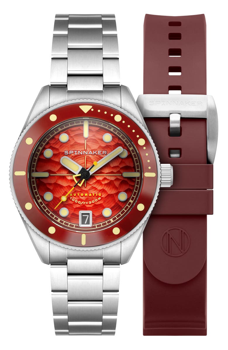 SPINNAKER Challenger Automatic Bracelet Watch, 42mm, Main, color, Red