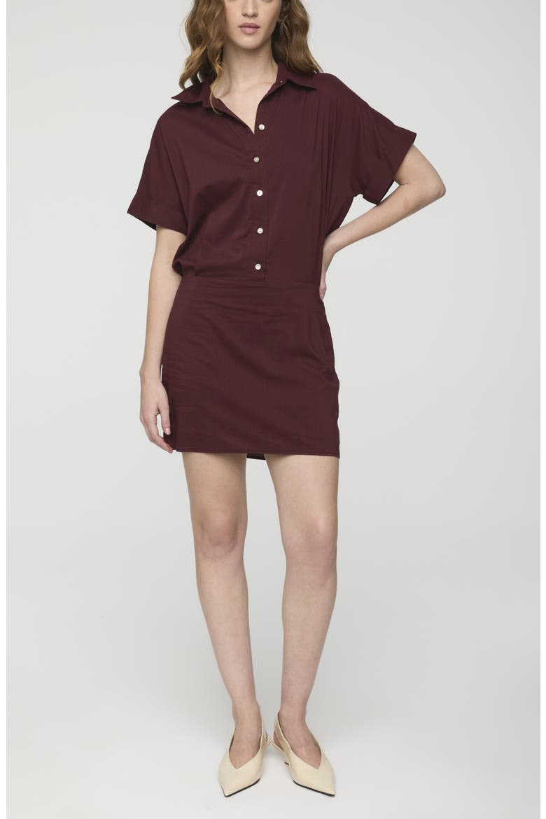 Blythe Stretch Cotton Mini Shirtdress, Alternate, color, CABERNET