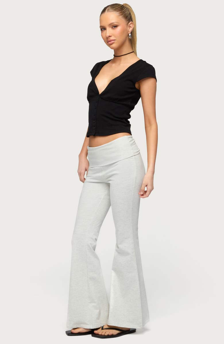 EDIKTED Naomi Foldover Flare Pants, Alternate, color, Gray-Melange