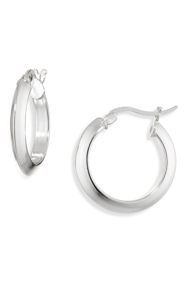 Knife Edge Huggie Hoop Earrings, Main, color, SILVER