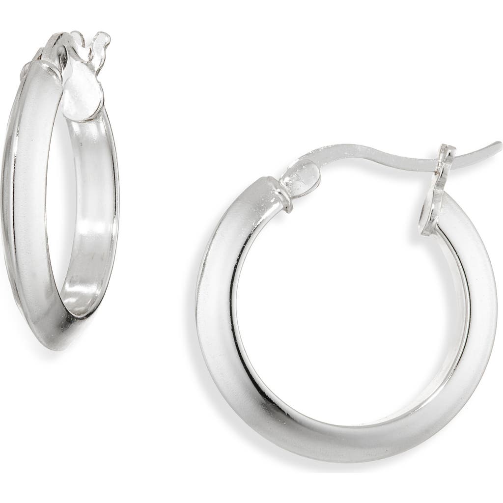 Argento Vivo Knife Edge Huggie Hoop Earrings In White