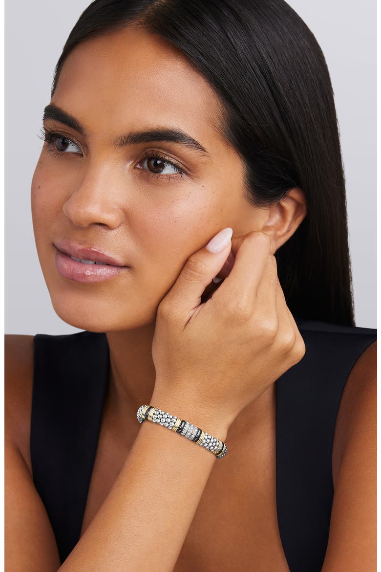 Two-Tone Black Ceramic Station Diamond Bracelet, Alternate, color, TWO TONE