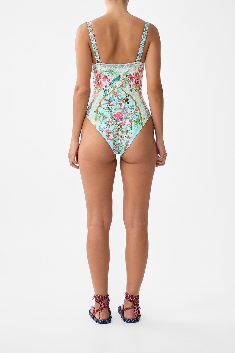 Lace Up Underwire Moulded Cup One Piece, Alternate, color, Sultans And Queens