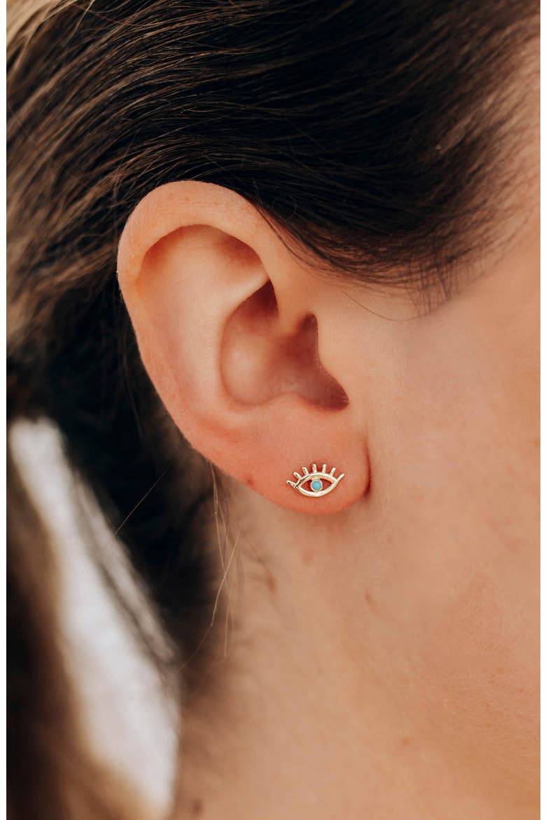 Lash Evil Eye Turquoise Stud Earring, Alternate, color, TURQUOISE
