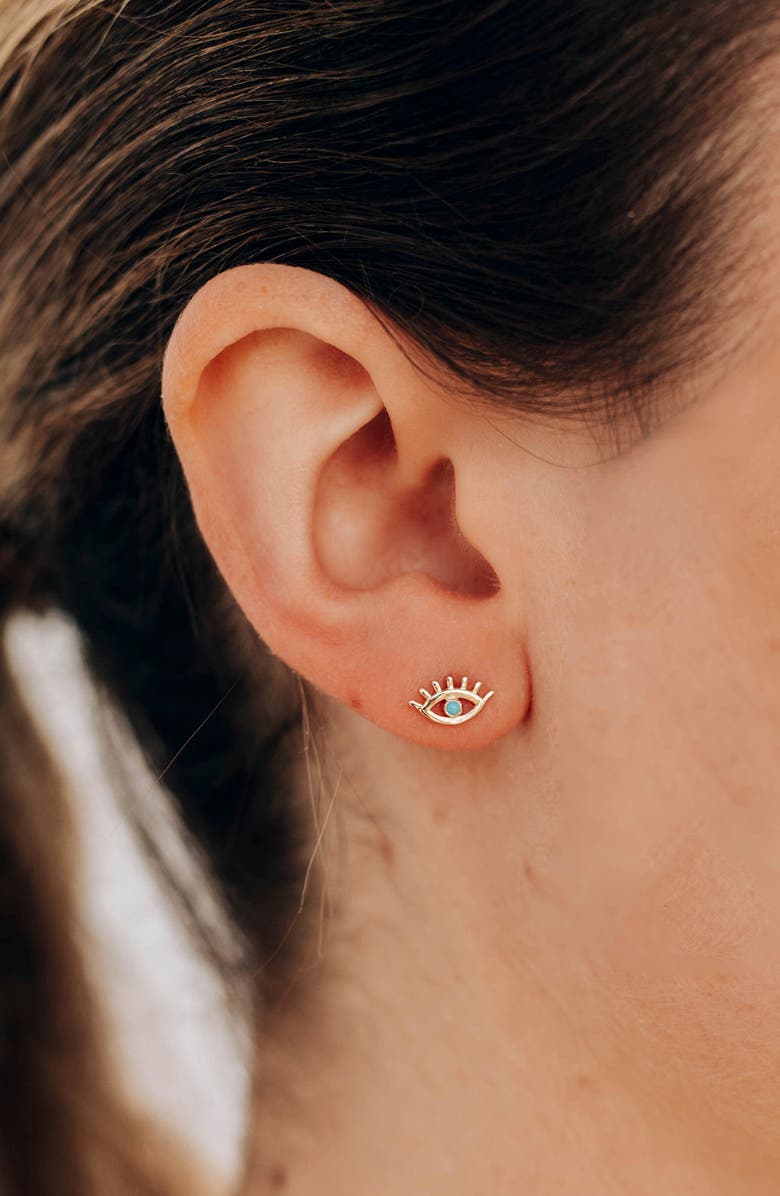 Anzie x Mel Soldera Lash Evil Eye Single Earring, Alternate, color, Turquoise