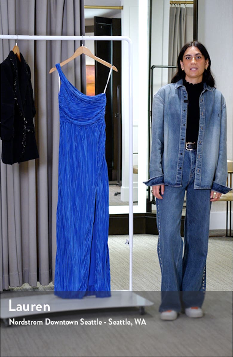 Poised Performance One-Shoulder Plissé Gown, sales video thumbnail