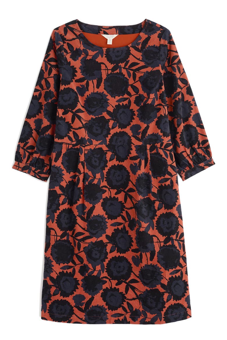 Herb Garden Floral Corduroy Dress, Main, color, FIGURATIVE FLORAL RUST