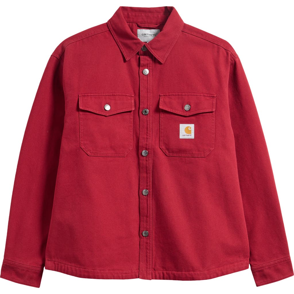 Carhartt Work In Progress Selby Cotton Canvas Button-up Shirt Jacket In Red