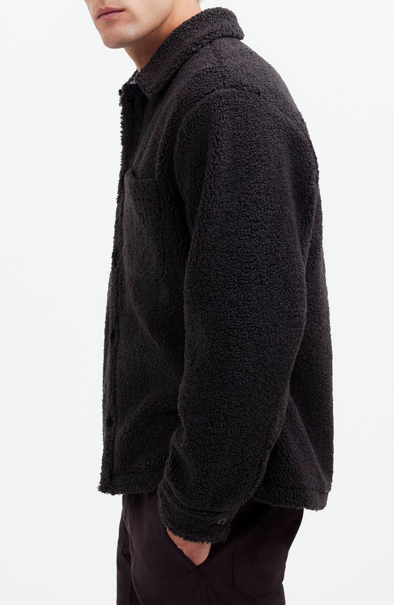 Madewell Fleece Shirt Jacket, Alternate, color, Black Coal